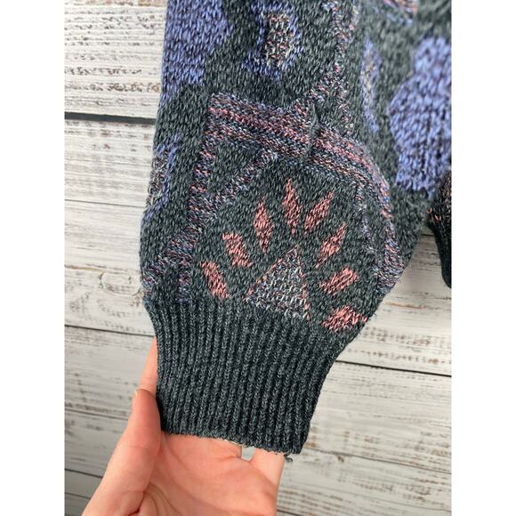 Jantzen Men’s Chunky Knit Sweater Aztec Medium Grandpa Vintage Geometric USA - Picture 4 of 7